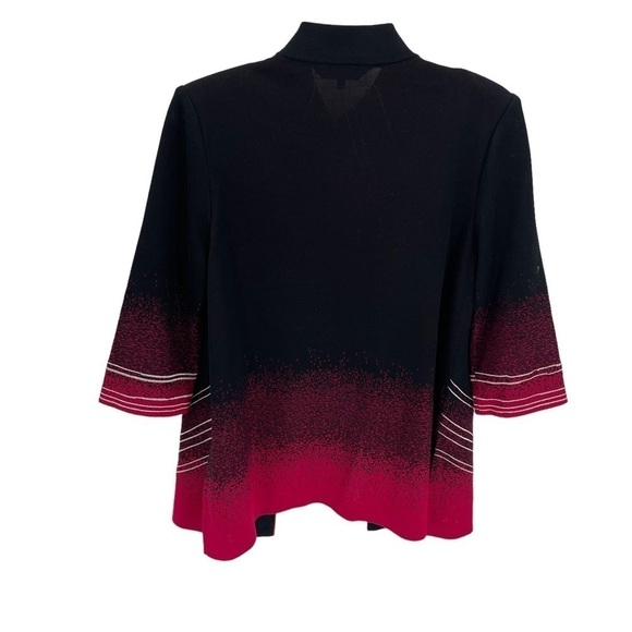 Ming Wang Womens size Small Open Cardigan Jacket Black Red white 3/4 sleeves - Picture 2 of 9